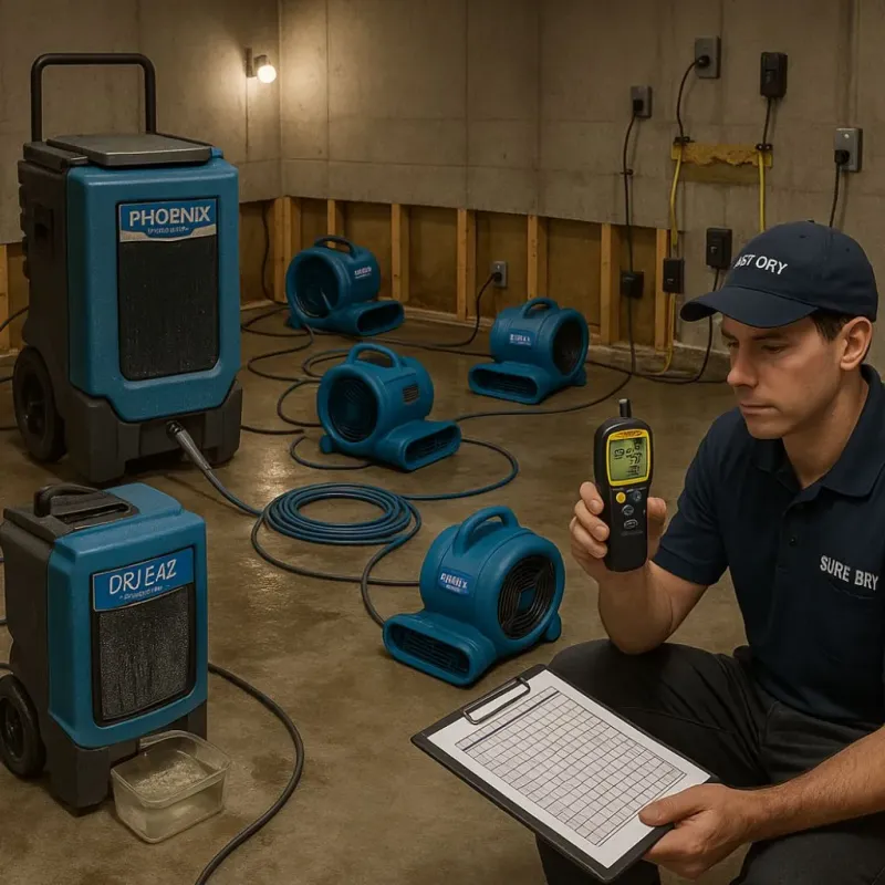 Structural Drying and Dehumidification process in Oconto Falls, WI